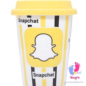 VASO CON LOGO DE SNAPCHAT CON TAPA DE GOMA