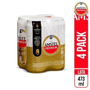 Cerveza Premium AMSTEL Lata 473ml Paquete 4un