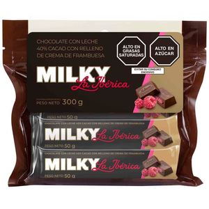 Chocolate LA IBÉRICA Milky Frambuesa Doypack 6un