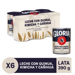 Leche Reconstituida GLORIA con Quinua, Kiwicha y Cañihua Lata 390g Paquete 6un