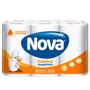 Papel Toalla NOVA Clásico Mega Rollo Paquete 6un