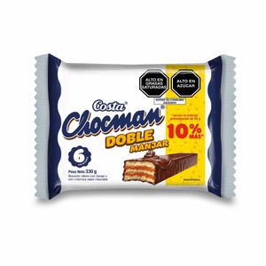Bizcocho Relleno de Manjar COSTA Chocman Doble Manjar Paquete 6un