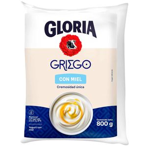 Yogurt Batido GLORIA Griego con Miel Bolsa 800g