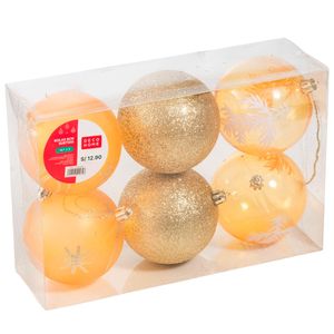 Bolas DECO HOME 8cm Surtido X6 (Modelos Aleatorios)