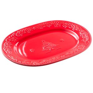 Fuente DECO HOME Oval Roja Feliz Navidads