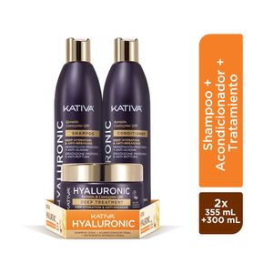 Pack KATIVA Hyaluronic Oil Shampoo 355ml + Acondicionador 355ml + Tratamiento 300ml