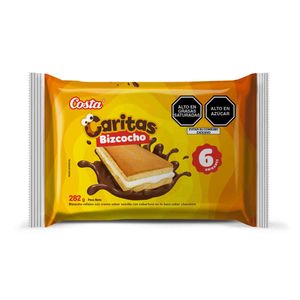 Bizcocho de Vainilla con Chocolate COSTA Caritas Paquete 6un