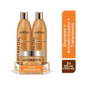 Pack KATIVA Argan Oil Shampoo 355ml + Acondicionador 355ml + Tratamiento 300ml