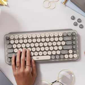 TECLADO LOGITECH POP KEYS MULTI-DEVICE WIRELESSBT MIST AND GRAY
