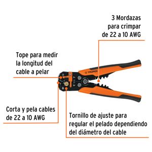 Alicate Pelacables Automático 8 Pulgadas 22 a 10 AWG 17360 Truper