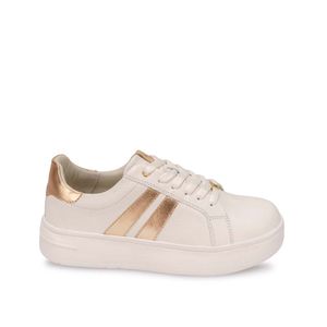 Zapatilla Casual REC-2514 Blanco/Dorado Viale Cuero