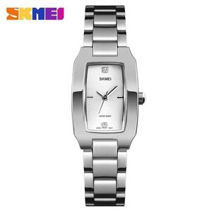 RELOJ SKMEI 1400 PLATEADO CORREA ACERO PARA MUJER.