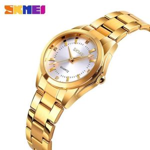 RELOJ SKMEI 1620 DORADO CORREA ACERO PARA MUJER.