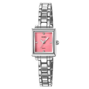 RELOJ SKMEI 2315 PLATEADO FONDO ROSADO CORREA ACERO PARA DAMA