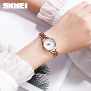 RELOJ SKMEI 1410 ORO ROSA CORREA ACERO PARA MUJER