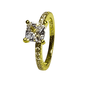 Anillo de Compromiso Afrodita 368 Plata Maciza Bañado en Oro T10