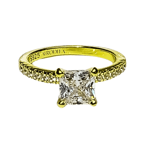 Anillo de Compromiso Afrodita 368 Plata Maciza Bañado en Oro T7