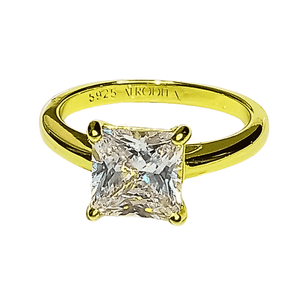 Anillo de Compromiso Afrodita 371 Plata Maciza Bañado en Oro T9