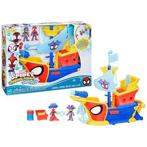 Playset Spidey And His Amazing Friends Waterwebs Barco Pirata Con Telarañas Y Burbujas