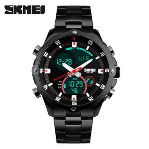 Reloj Skmei 1146 Negro Giratorio Correa Acero Digital Analogo