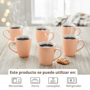 Set de Tazas con Fondo Blanco 500 Ml x6 Pzs Color Melón