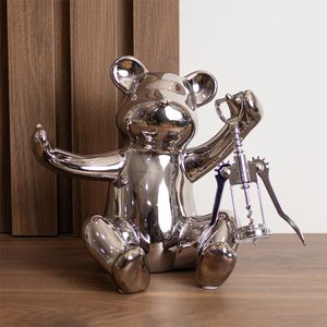 Porta Botella Decorativo con Sacacorcho Porcelana 25CM