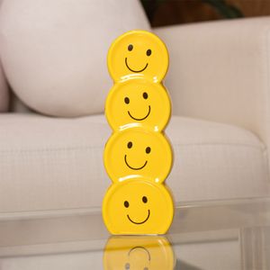 Florero Panadecor Diseño Emoji Amarillo 25CM Porcelana