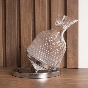 Decantador de Vino Vidrio Transparente con Base Metálica 25CM
