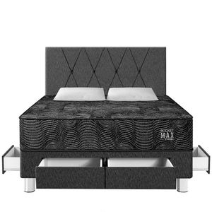 Juego de Dormitorio PARAISO Pocket Max Black C/Caj Queen
