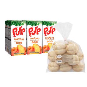 Pack Pan Mini Francés LA FLORENCIA Bolsa 550g + Bebida PULP Durazno Caja 315ml Paquete 6un