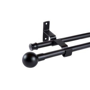 Set Cortinero Doble Extensible Aura Bola Negro 13/16 mm 120-200 cm