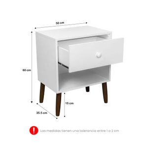 Dormitorio Capella 2 plazas + Velador Fer Blanco Forli