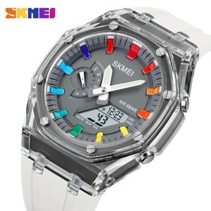 Reloj Skmei 2100 Blanco Correa Silicona Hora Mundial.