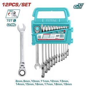 SET DE 12 LLAVES COMBINADAS FIJAS Y MÓVILES CON CRIQUE TOTAL - THT102Rk5126