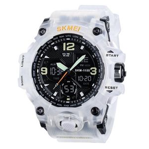 Reloj Skmei 1155 Blanco transparente Correa Silicona.