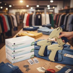 2 Pistola Etiquetadora de Ropa Más 12 Agujas y 15000 Precintos de 25mm Estándar
