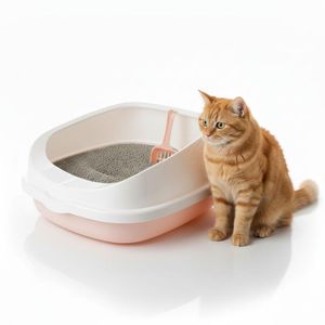 Caja de Arena Arenero para Gato con Pala Cernidora 20x40x48cm Rosado