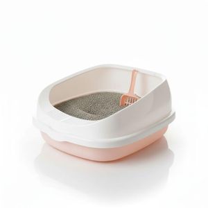 Caja de Arena Arenero para Gato con Pala Cernidora 20x40x48cm Rosado