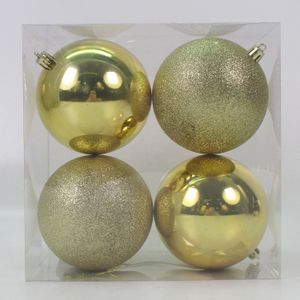 Set X4 Bolas Dorado 2 Brillo - 2 Glitter 10 Cm