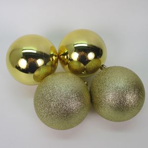 Set X4 Bolas Dorado 2 Brillo - 2 Glitter 10 Cm