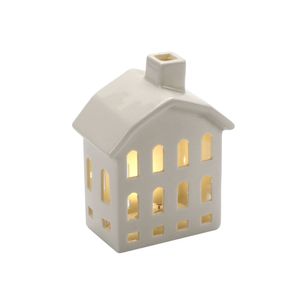 Adorno Mesa Casa Ceramica Con Luz 16 Cm