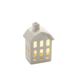 Adorno Mesa Casa Ceramica Con Luz 13 Cm