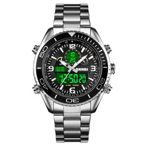Reloj Skmei 1600 Plateado Correa Acero Digital Analogo