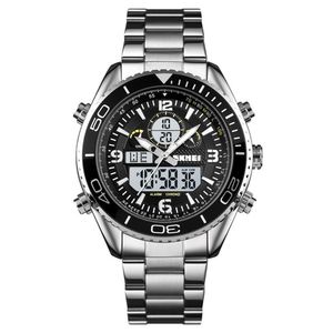 Reloj Skmei 1600 Plateado Correa Acero Digital Analogo