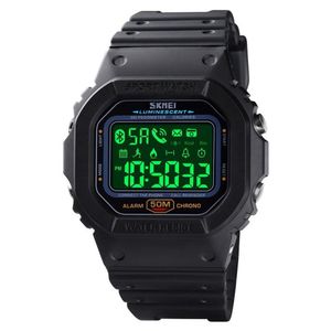 Reloj Skmei 1629 Smartwatch Podómetro Bluetooth Negro Correa Silicona.