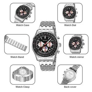Reloj Skmei 9348 PLATEADO FONDO NEGRO MOON PHASE Cronómetro