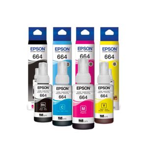 Kit de Tintas Epson T664 Originales Negro Cian Magenta y Amarillo