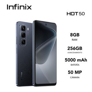 INFINIX HOT 50 4G 8GB RAM y 8GB EXTENDIDA CON 256GB COLOR NEGRO CON ESTUCHE DE REGALO