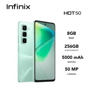 INFINIX HOT 50 4G 8GB RAM y 8GB EXTENDIDA CON 256GB COLOR VERDE CON ESTUCHE DE REGALO
