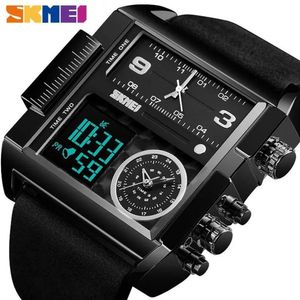 Reloj Skmei 1391 Negro Correa Cuero Digital Analogo Multifunción